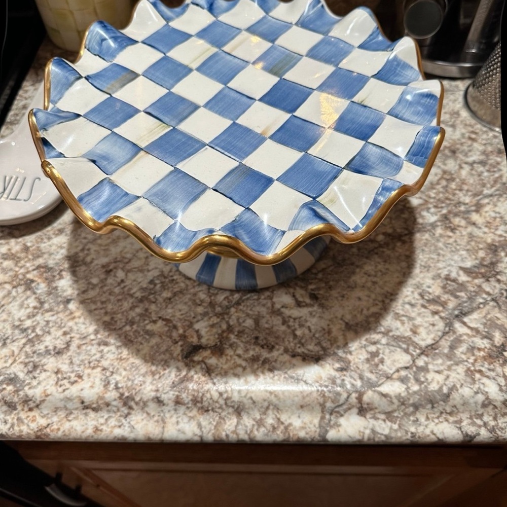 Royal Check Ceramic Mackenzie Child Cake Stand